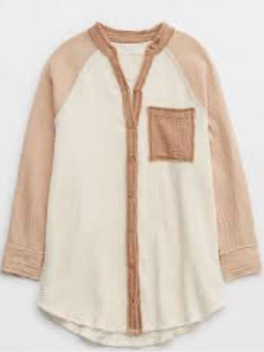Aerie Gauzy Top Cover Up Oversized XL Neutral Tan Resort Cruise Beach Overshirt